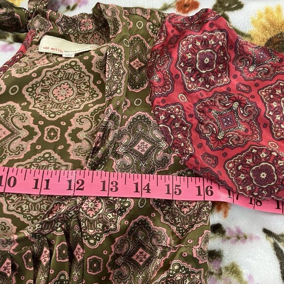 Anthropologie Odd Molly Silk Top Womens 0/XS Paisley Boho Peasant - Picture 7 of 9